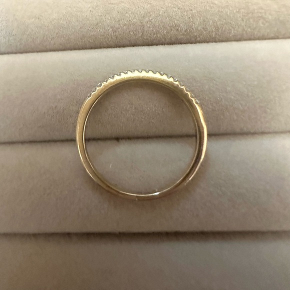 14k Solid Yellow Gold Pave Diamond Wedding Band - Picture 6 of 6